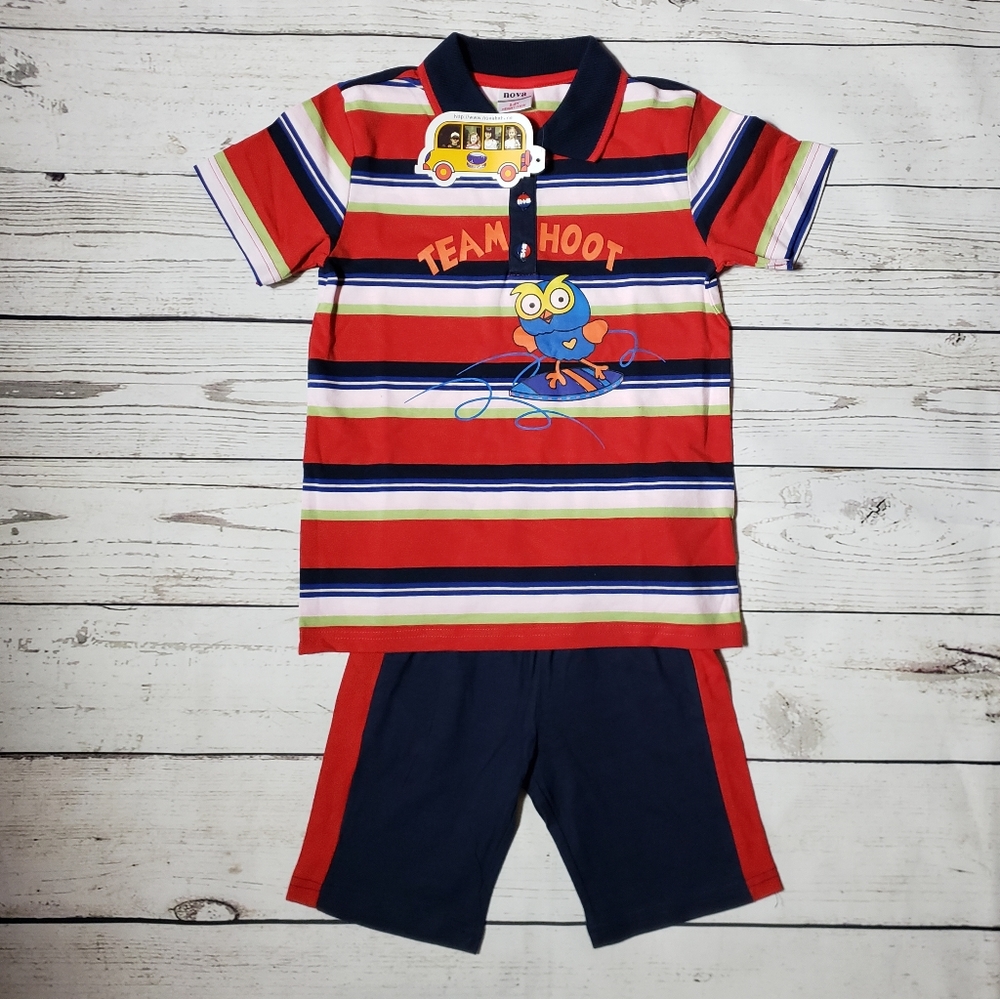 NOVA STRIPED BOY'S CLOTHING SET RED/NAVY 5-6Y